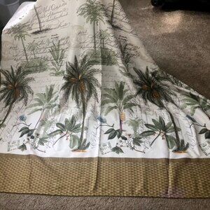 Palm Tree Shower Curtain, curtain rings, and rugs